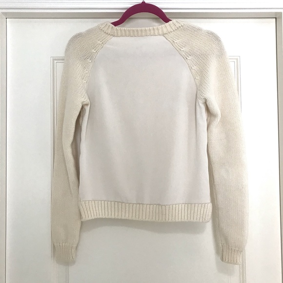 Cable Knit Sweater with Solid Fabric Back-S - Picture 3 of 4
